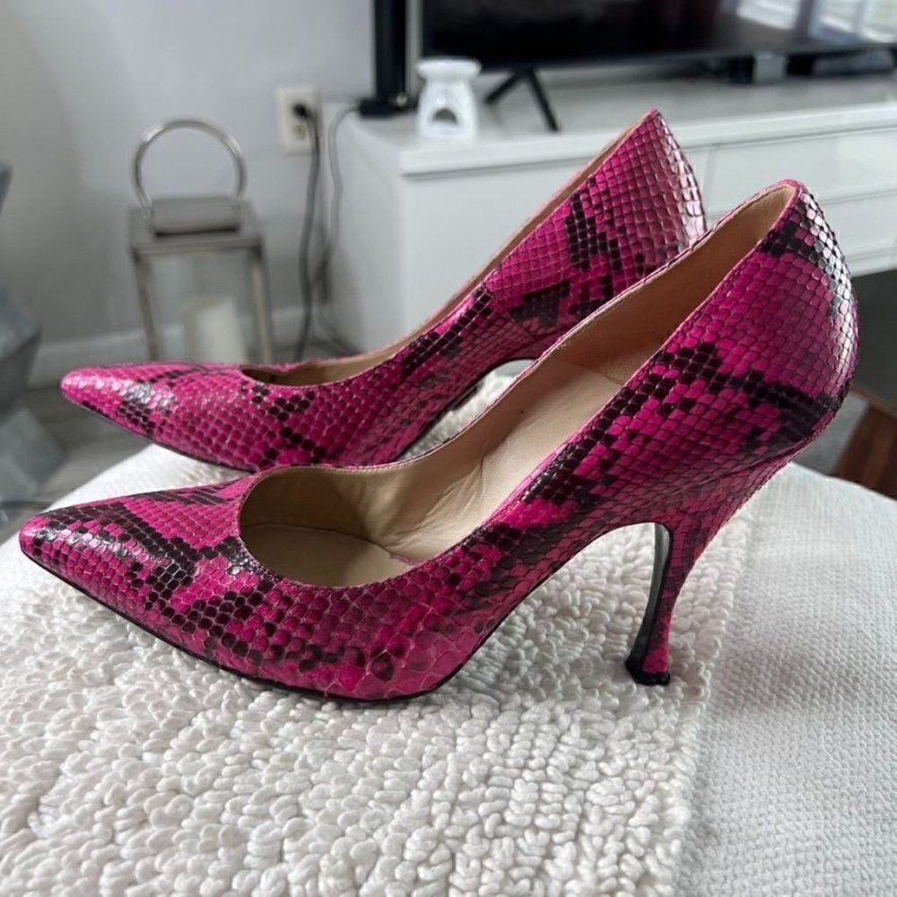 MICHAEL KORS Pink Python Leather Heels In Size 38 - Picture 3 of 9